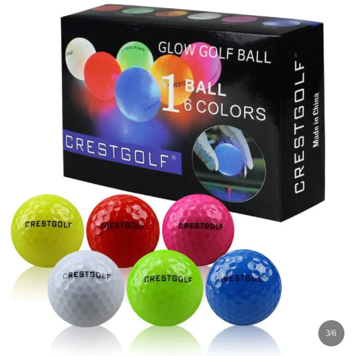 Glow in The Dark LED Golf Balls Set - 6pc