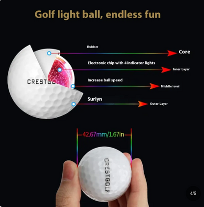 Glow in The Dark LED Golf Balls Set - 6pc