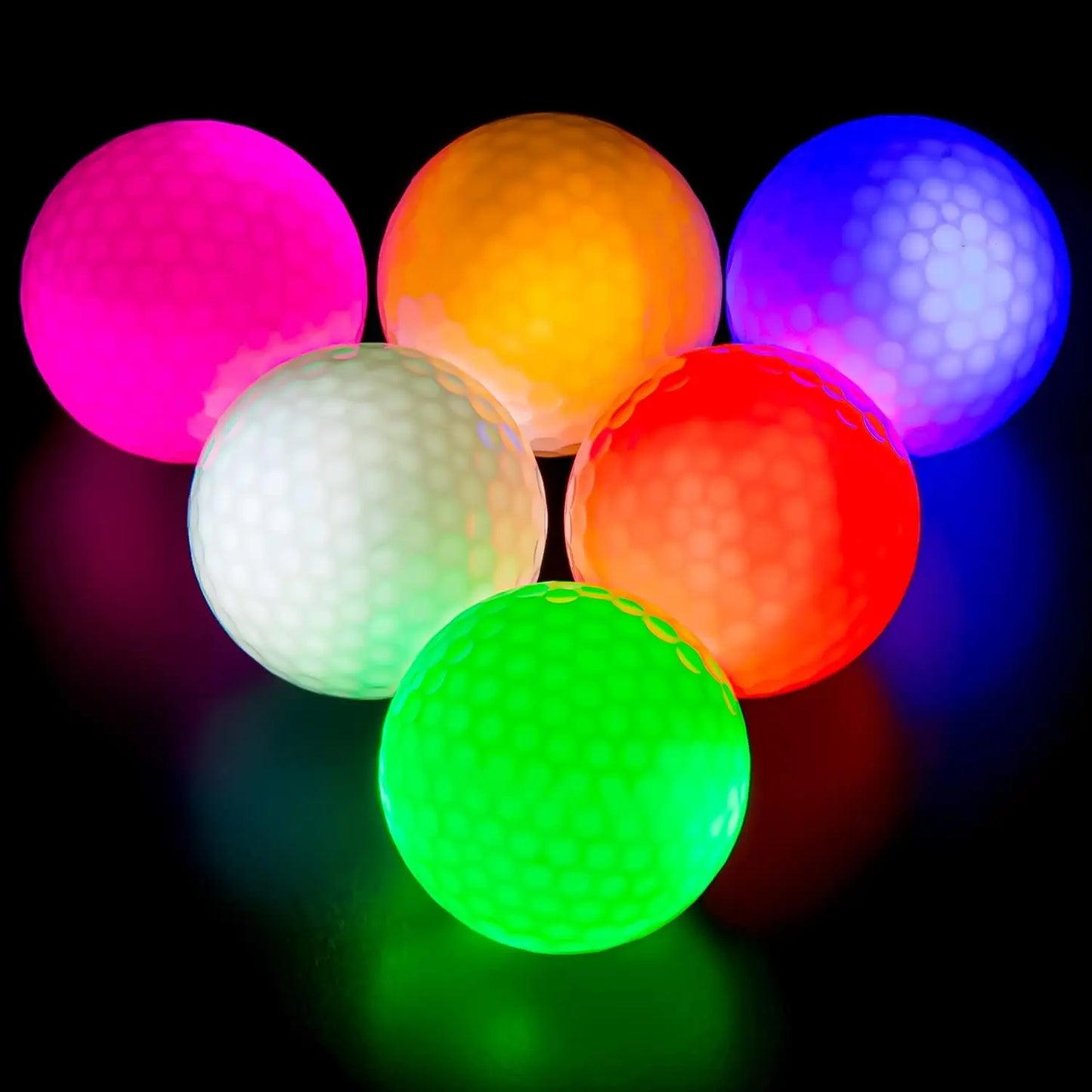 Glow in The Dark LED Golf Balls Set - 6 Pack with Multi-Colors for Night Play, Perfect Gift for All Ages