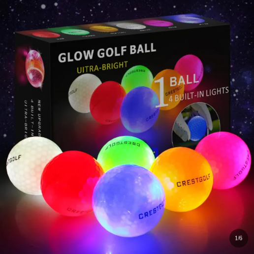 Glow in The Dark LED Golf Balls Set - 6pc