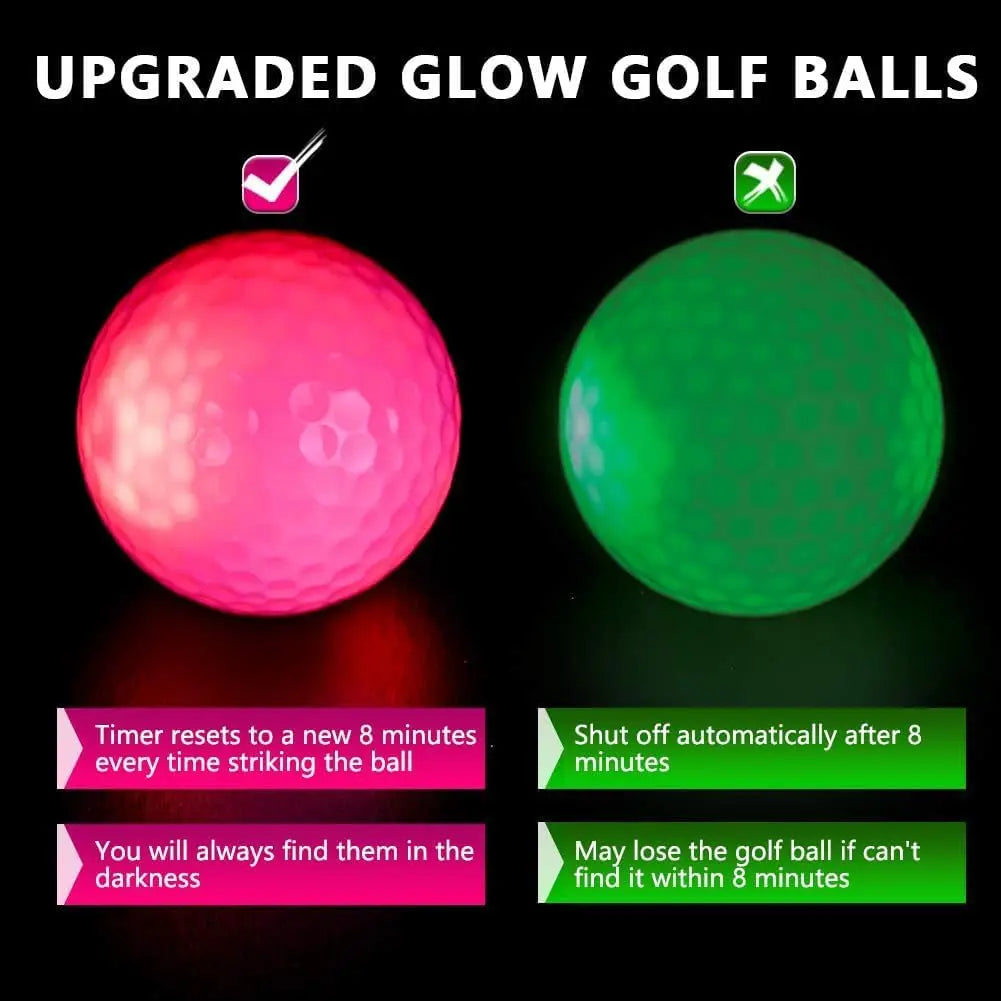 Glow in The Dark LED Golf Balls Set - 6 Pack with Multi-Colors for Night Play, Perfect Gift for All Ages